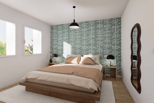 Chambre équipé au sein du T2 de la résidence Marianne